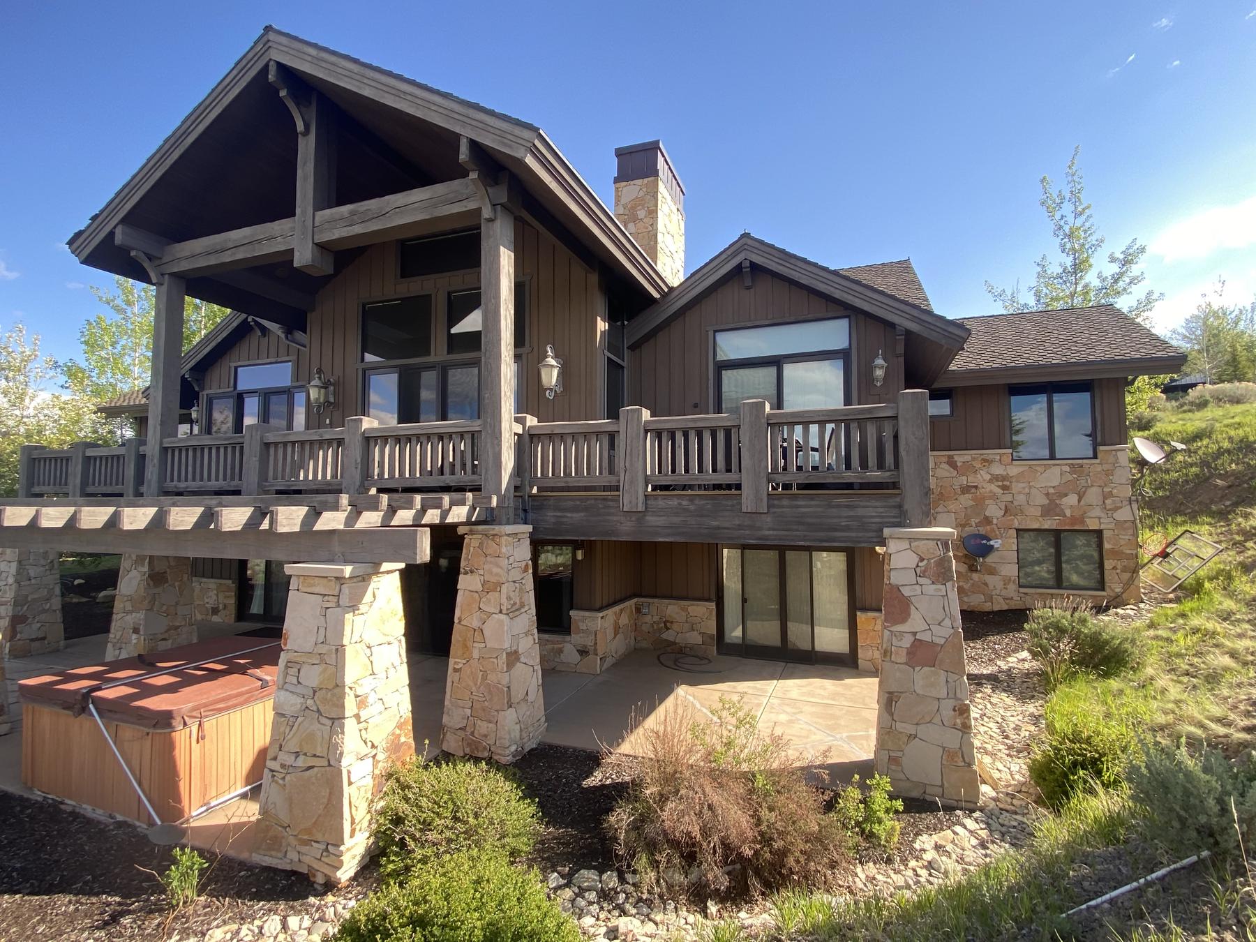 Park City mountain home at dusk with fresh exterior finish
